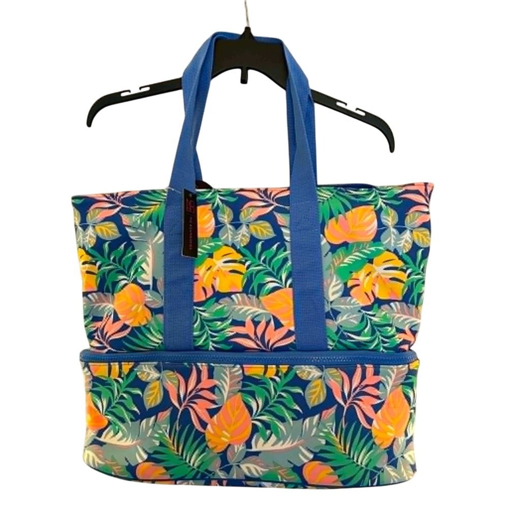 No Boundaries Cooler Tote Bag Blue Tropical Floral Insulated Beach Pool N8211132